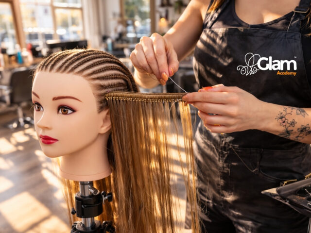 Aplikacja włosów prostych, szytych na warkoczach - taśmy